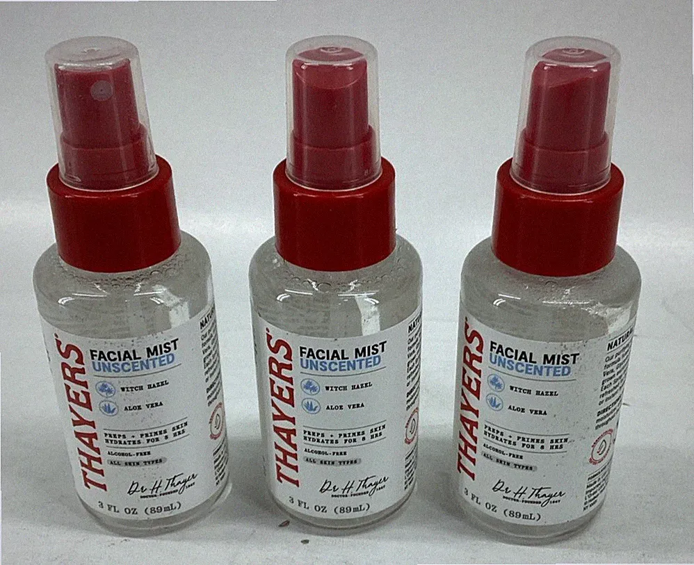3 Bottles Thayers Facial Mist Witch Hazel Aloe Vera Unscented Free 3floz