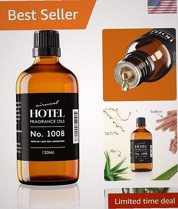 AirScent Hotel Diffuser Oil No. 1008 - White Tea, Aloe Vera & Sandalwood - Ho...