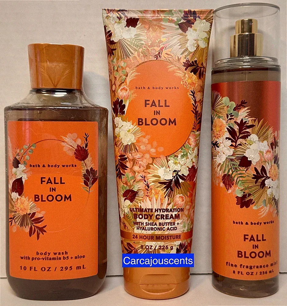 Bath & Body Works Fall in Bloom Body Wash Body Cream Fragrance Mist Gift Set