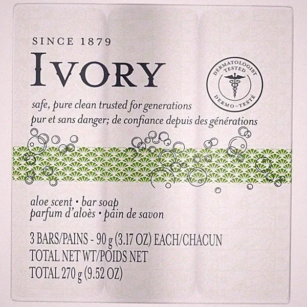Ivory Bar Soap 99.44% Pure Clean & Simple Soft Smooth Skin Aloe Vera Scent 3ct