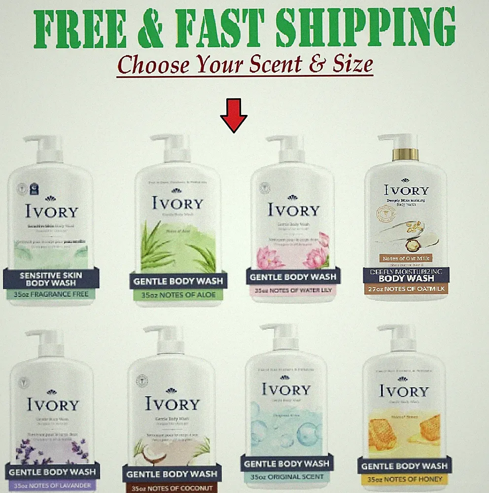 Ivory Gentle Body Wash, Designed for the Whole Family (Select Your Scent & Size)