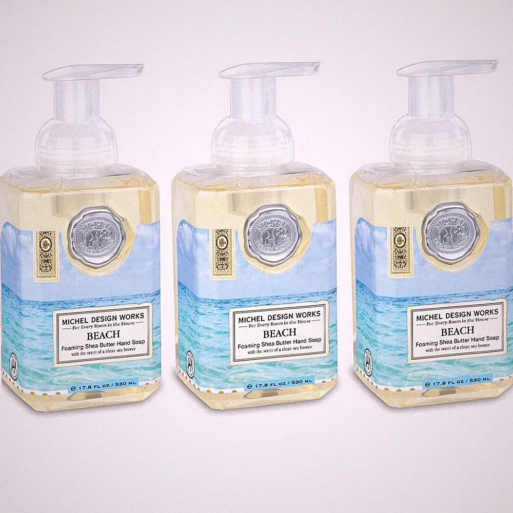 Michel Design Works Beach Foaming Hand Soap Set of 3 Marine Bergamot Amber Scent