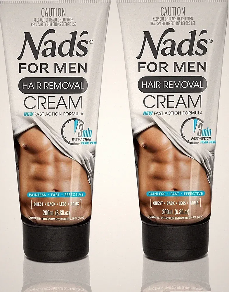Nad's Aloe Vera Infused Men's Depilatory Cream - Coarse Hair, Pack of 2, 6.8 Oz