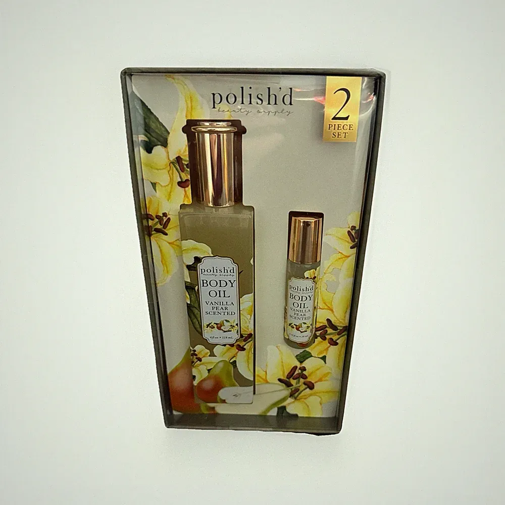 Polish'd Winter Gardenia Body Oils Rollerball Set Vanilla Pear 4oz New In Box