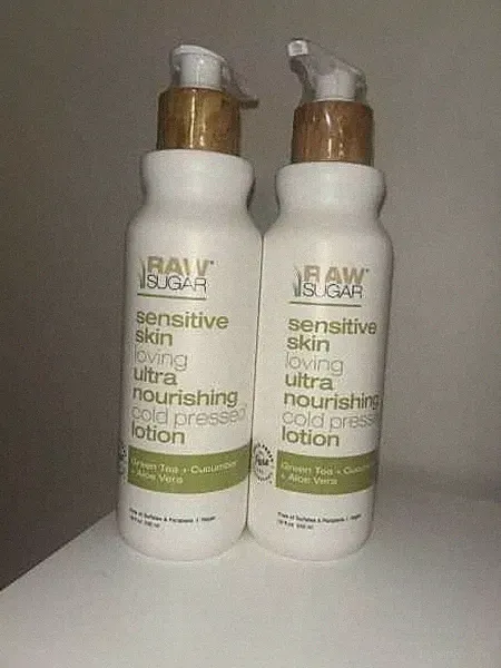 Raw Sugar Green Tea + Cucumber + Aloe Vera Sensitive Skin Lotion - 18 fl oz X2